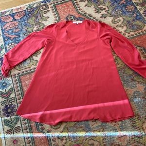 Lovers + Friends Red Mini Long Sleeve Flounce Dres